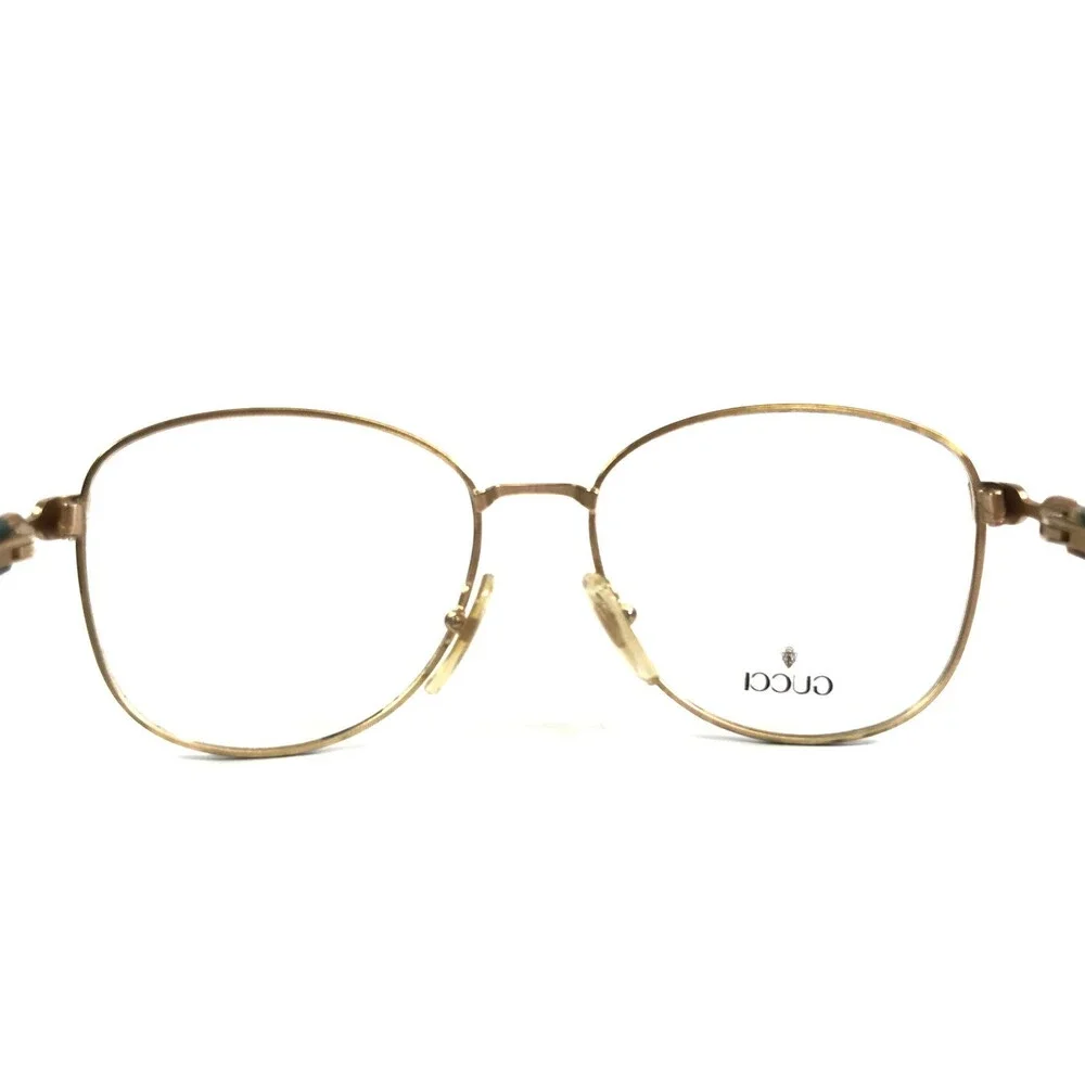 Vintage Gucci Eyeglasses Frames GG2366 LT8 Brown Green Gold Horsebit 53-16-130